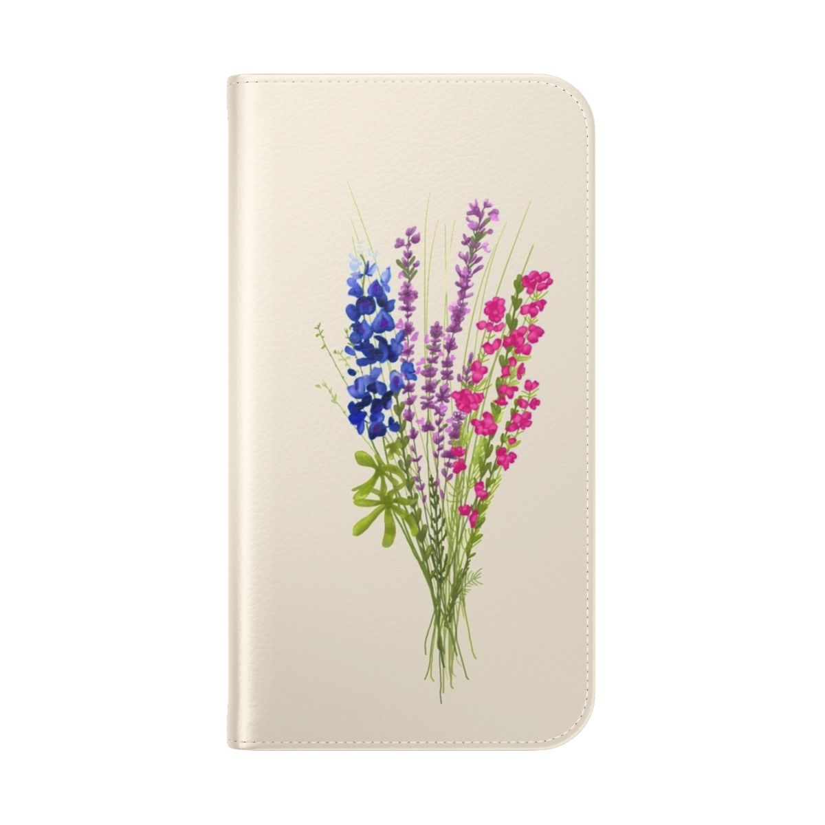 Subtle bi pride flowers on a pastel phone case - Folded Back