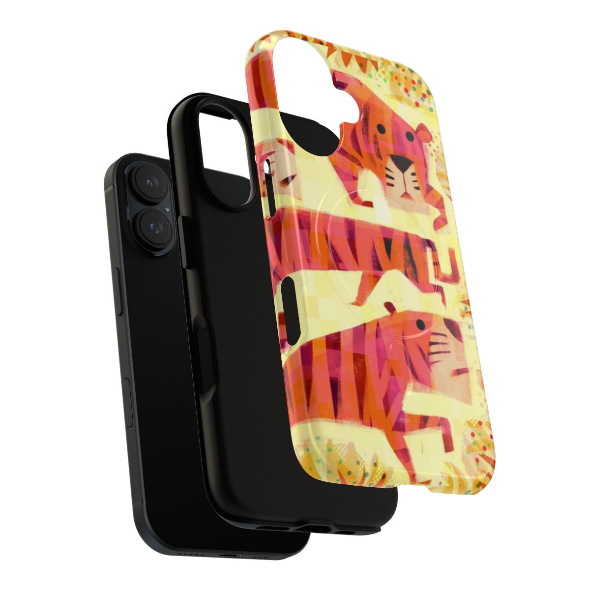 A stylish tiger-themed magnetic phone case that provides protective and fashionable coverage for your device. - Layers