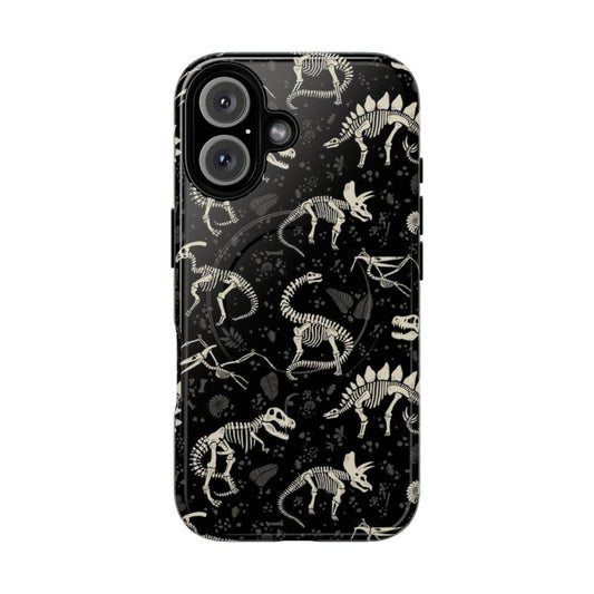 Tough phone case featuring excavated dinosaur fossil designs