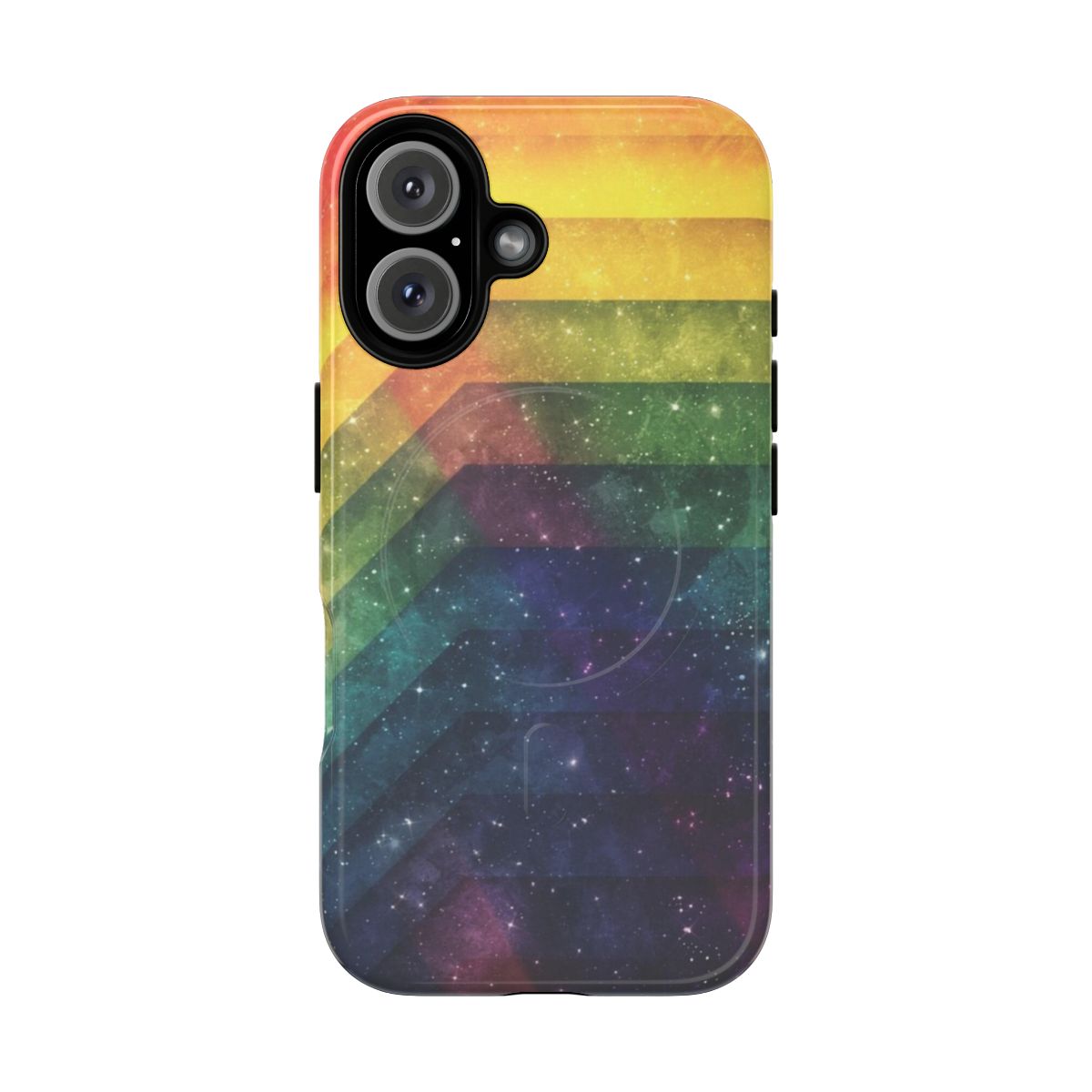 Artistic abstract art and space themed phone case with colorful lines and ombre gradient design