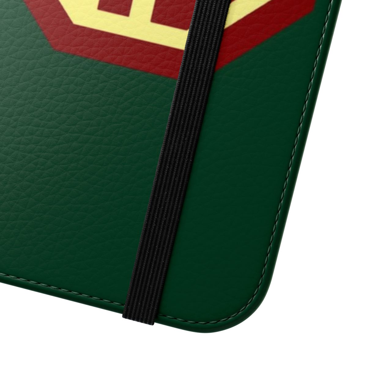 Retro MG flip cover phone case with classic car design - Close Up