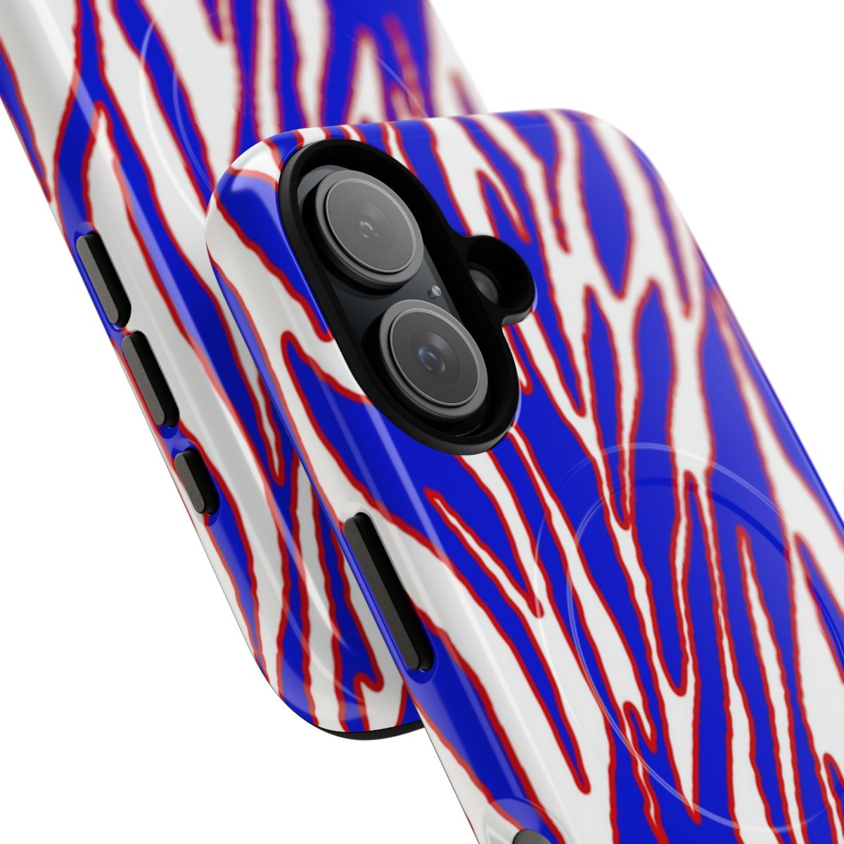 Patriotic phone case featuring a red, white, and blue pattern design for Buffalo Bills fans - Detail