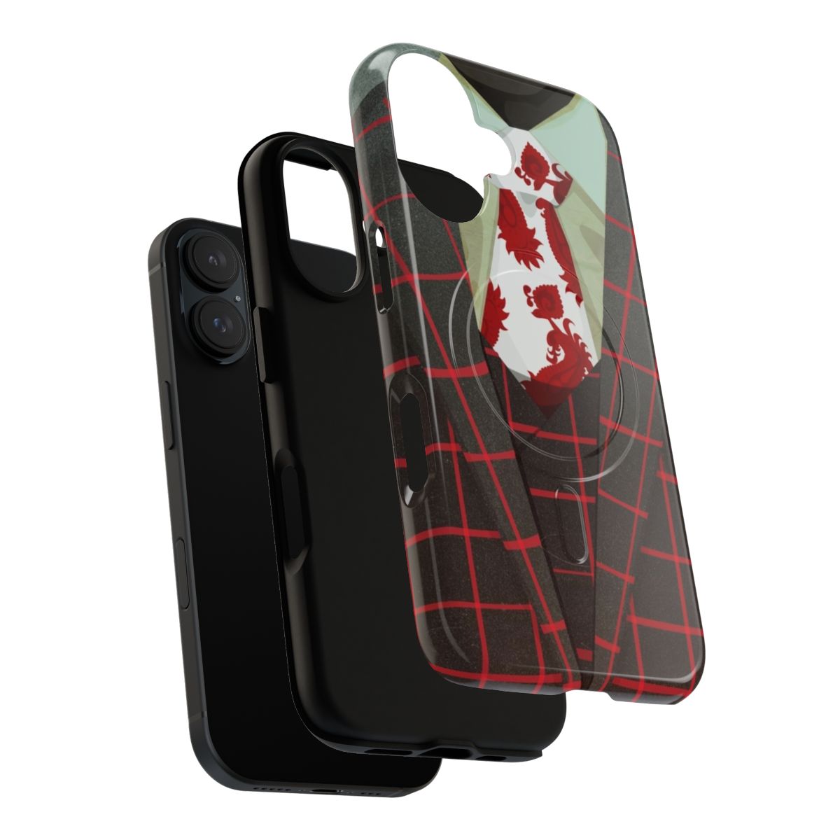 Hannibal-inspired magnetic tough phone case with a fashionable tie design - Layers