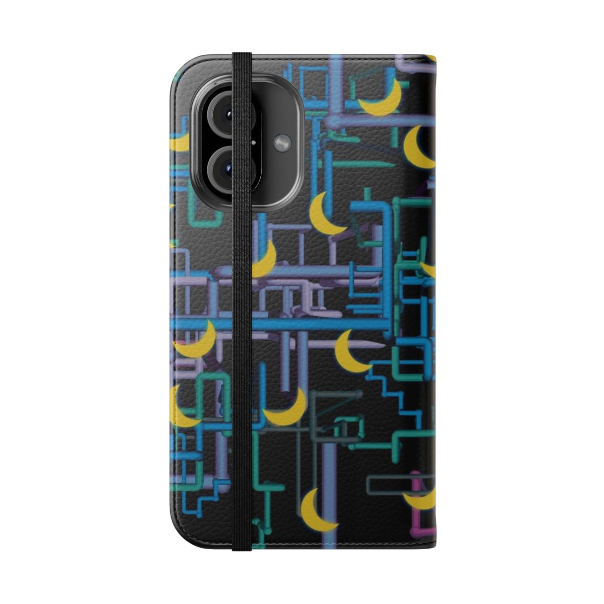 Flip cover phone case with a complicated shirt pattern, inspired by the TV show I Think You Should Leave - Folded Front