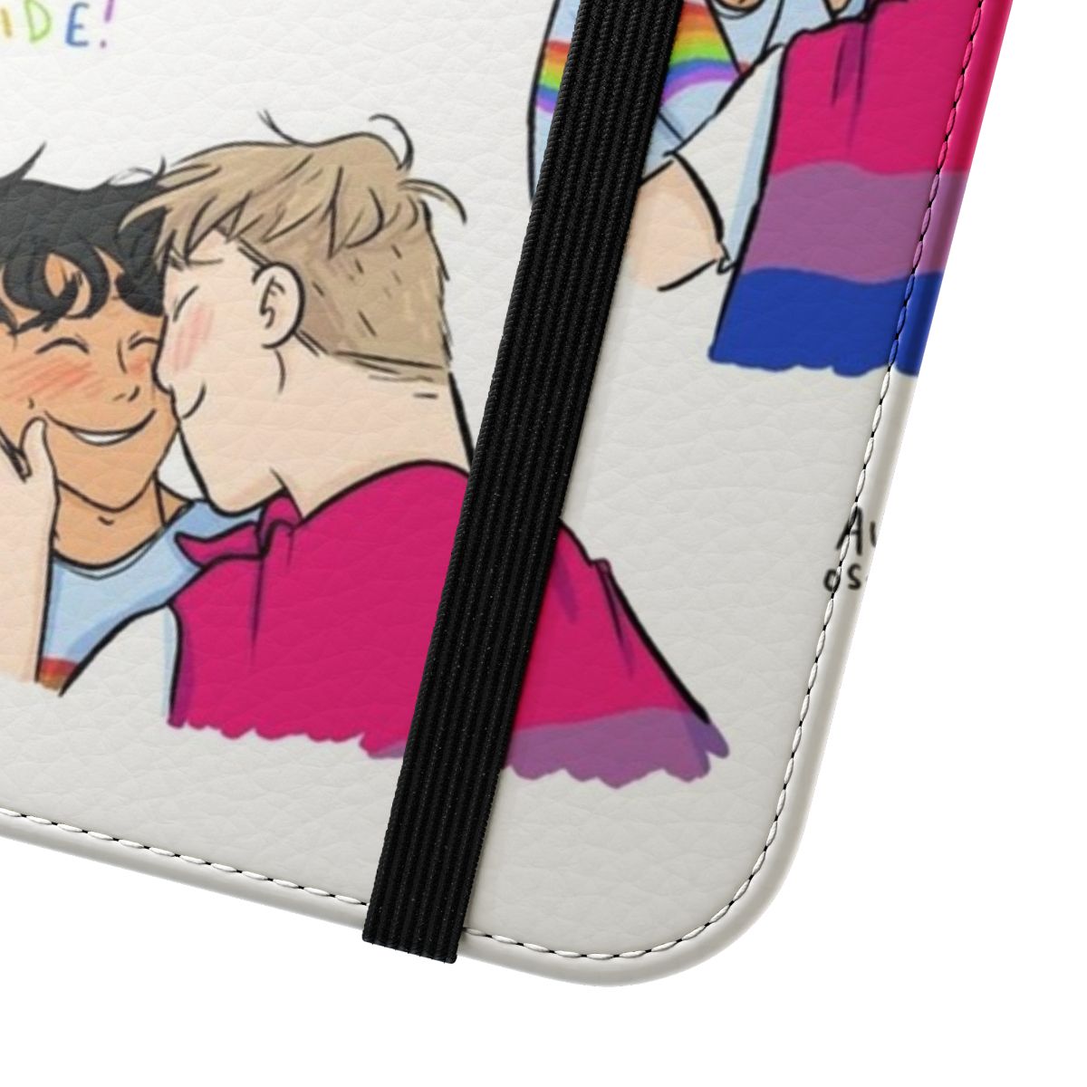 Vibrant flip cover phone case featuring Nick and Charlie from the popular Heartstopper series by Alice Oseman. - Close Up