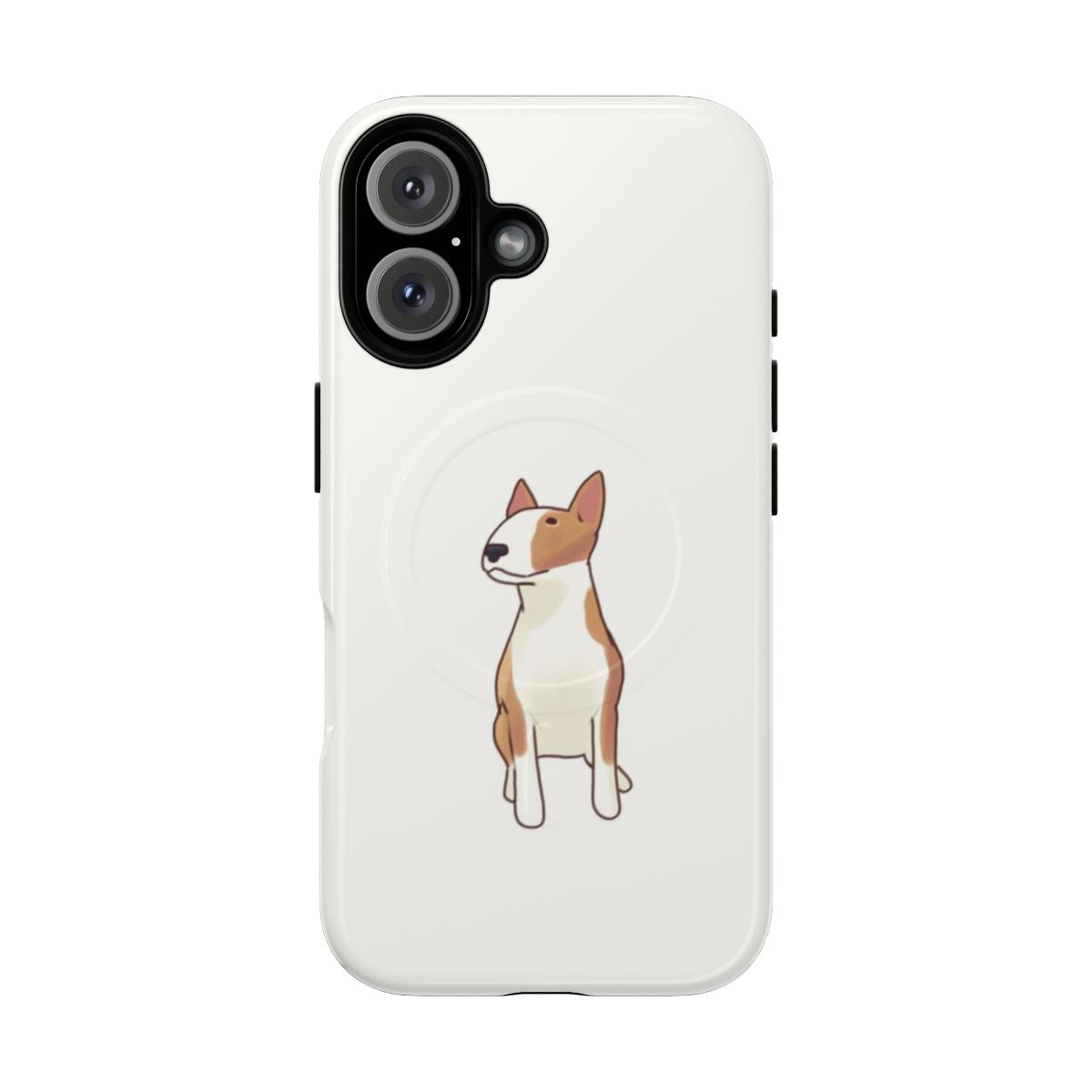 Cute bullterrier illustration on a durable, magnetic phone case