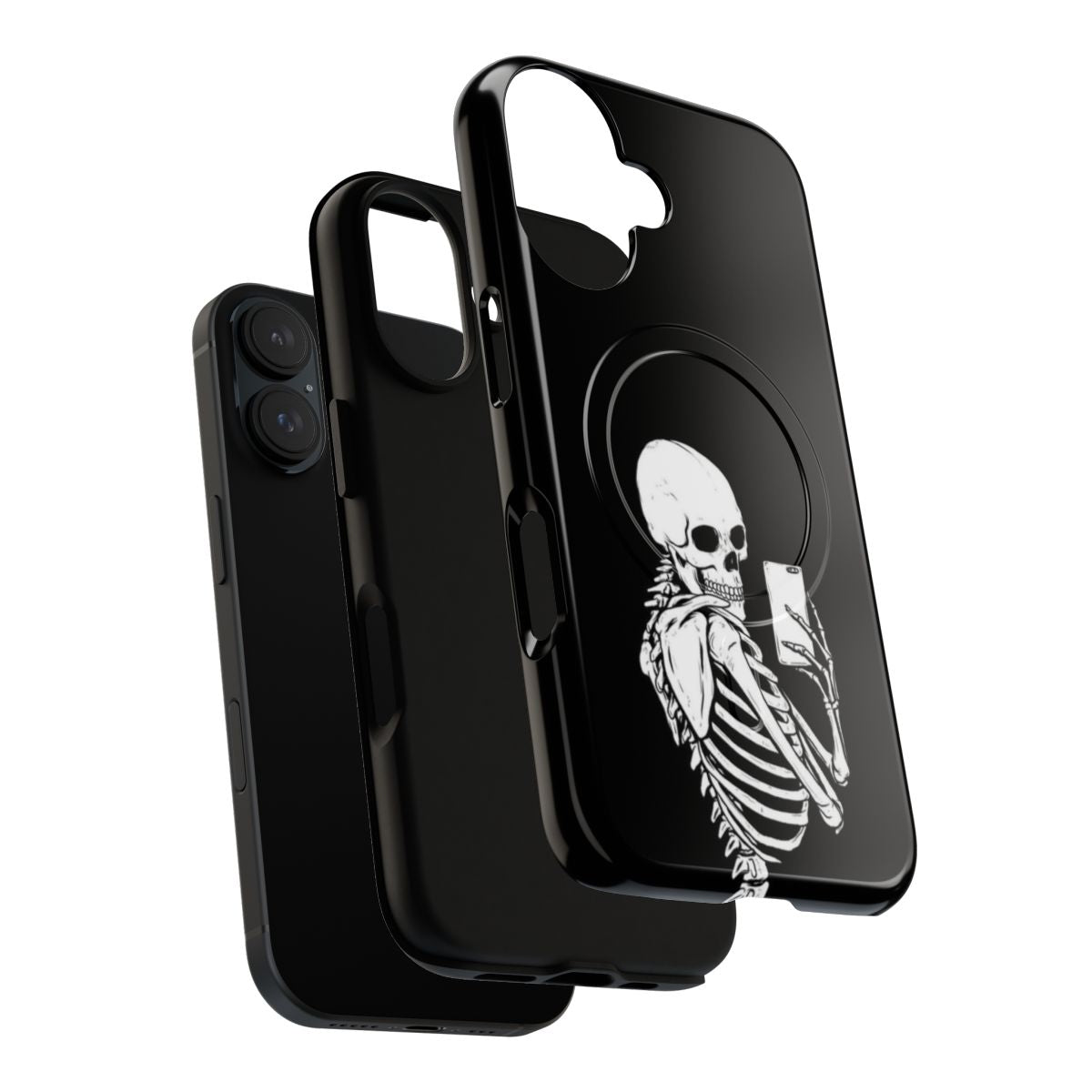 Minimalist monochrome skeleton phone case with magnetic closure - Layers