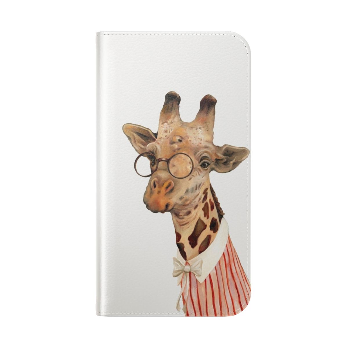 Giraffe print phone case with a stylish flip cover design - Folded Back