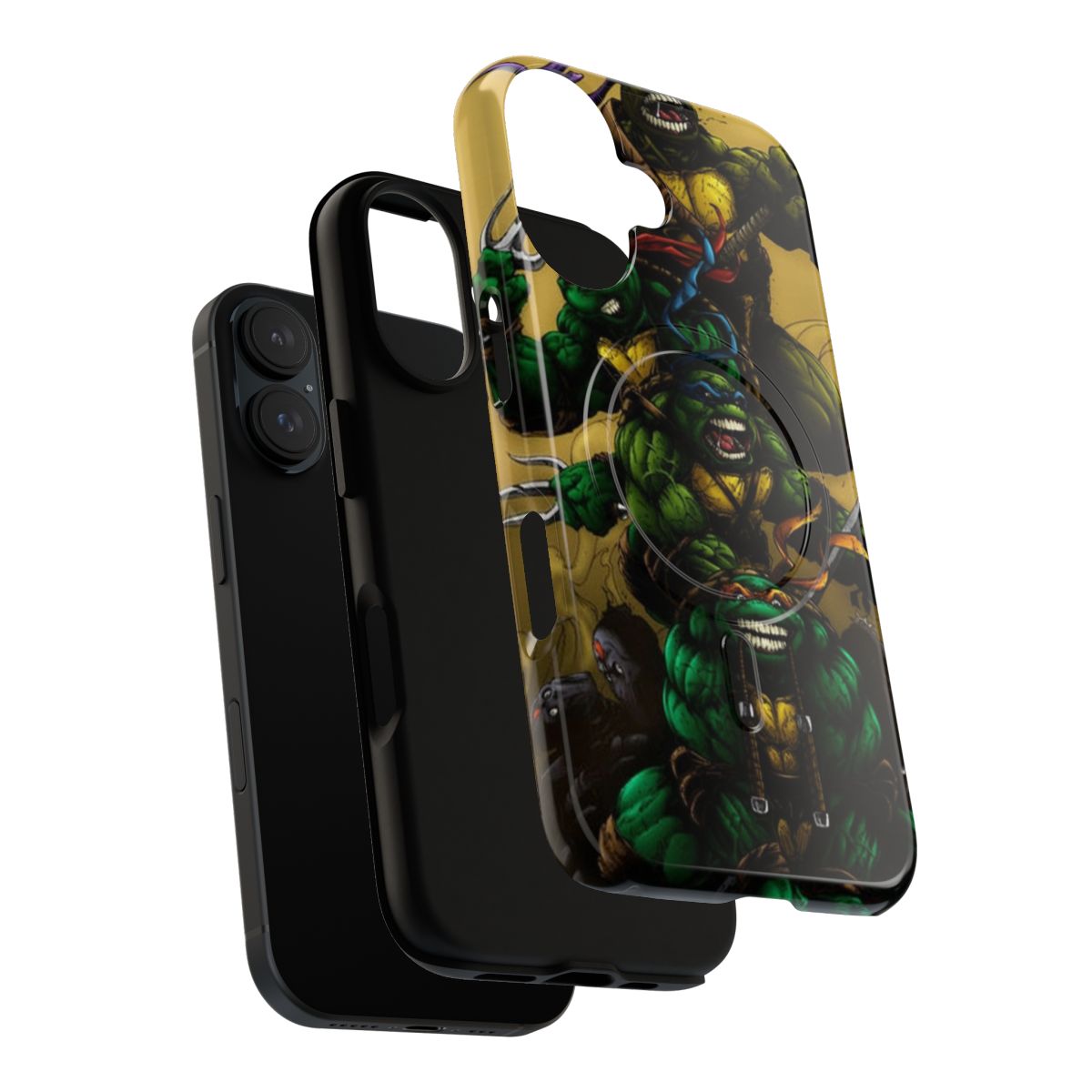 Classic Ninja Turtles inspired magnetic tough phone case with retro cartoon design - Layers