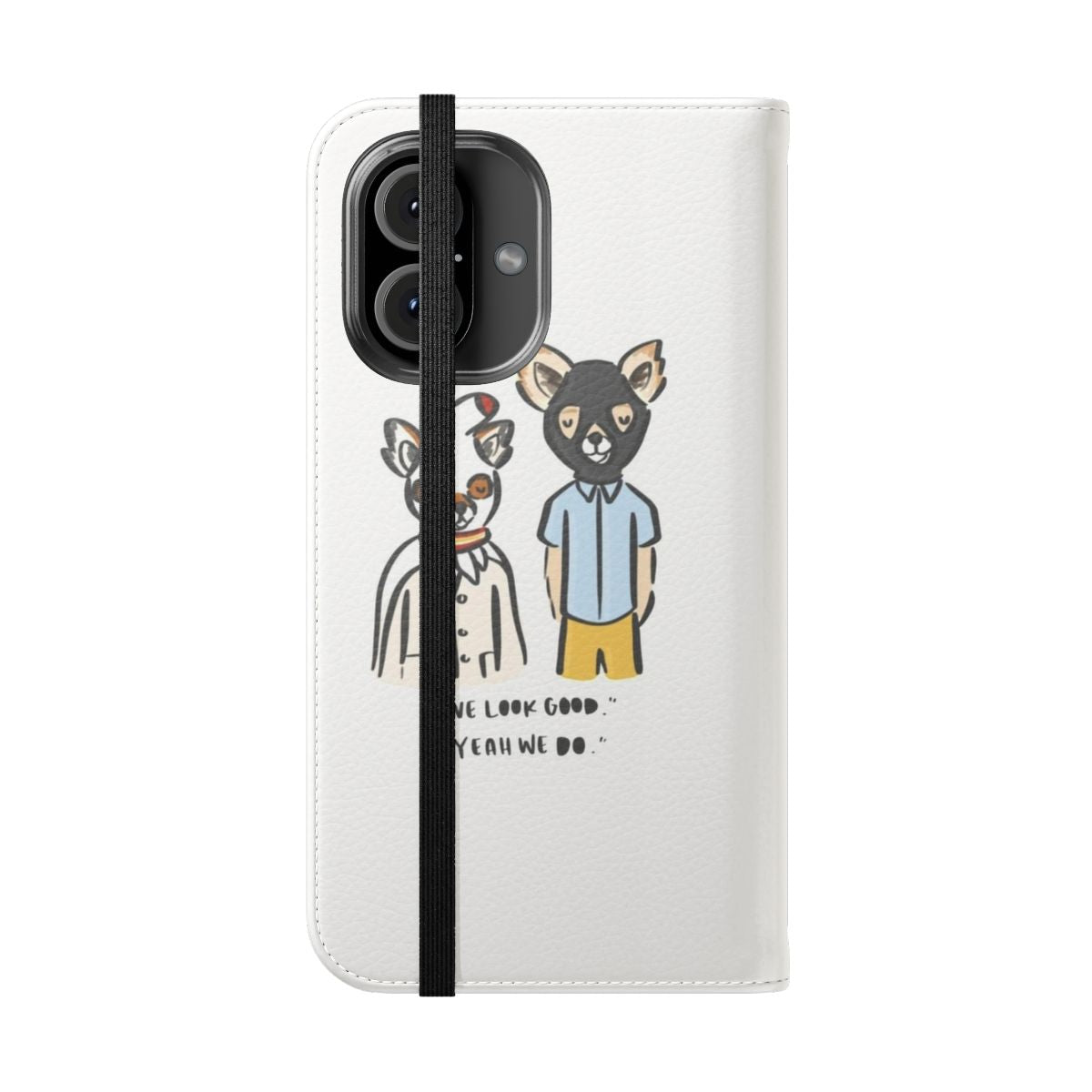 Artistic Fantastic Mr. Fox inspired flip cover phone case with characters Ash and Kristofferson - Folded Front