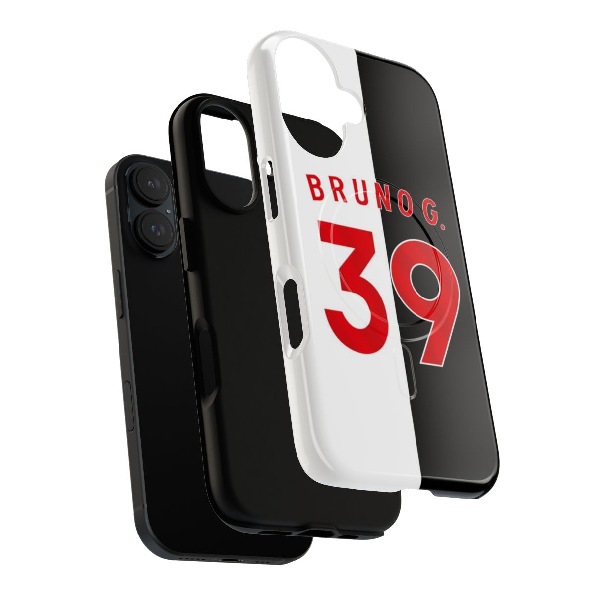 Premium magnetic tough phone case featuring the number 39 of Newcastle United player Bruno Guimarães - Layers