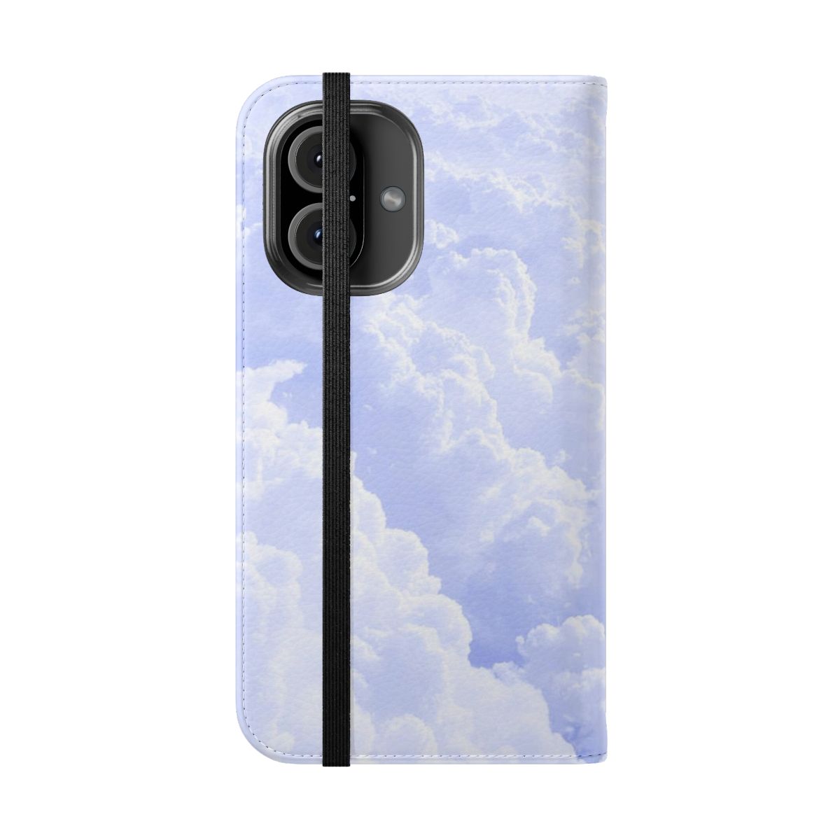 Pastel clouds printed on a flip cover phone case - Folded Front