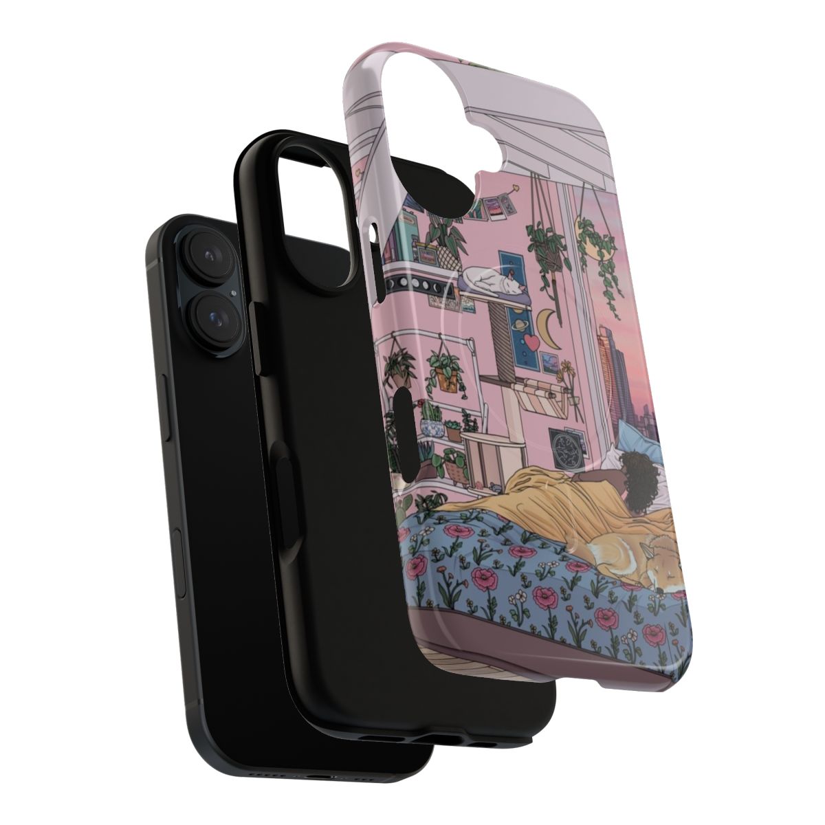 Magnetic phone case with a pastel-colored night sky and constellation design - Layers