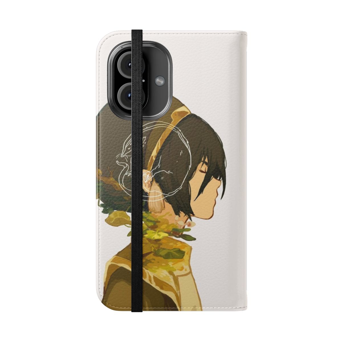 Toph Beifong-inspired earthbender phone case featuring a badger mole design - Folded Front