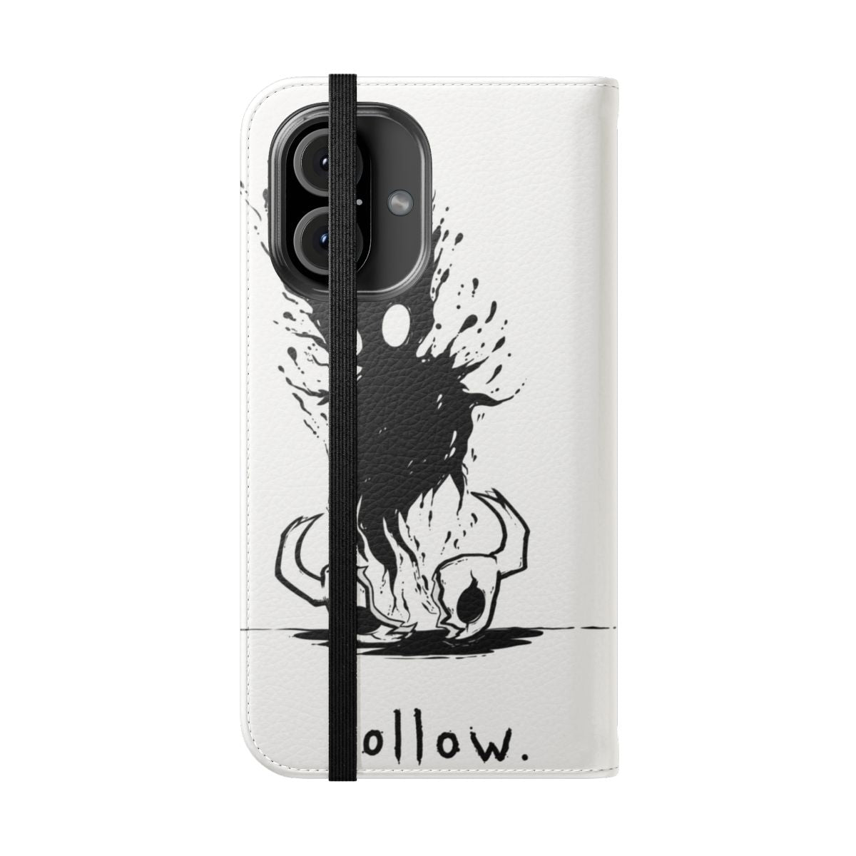 A flip cover phone case featuring a hollow knight-inspired design. - Folded Front