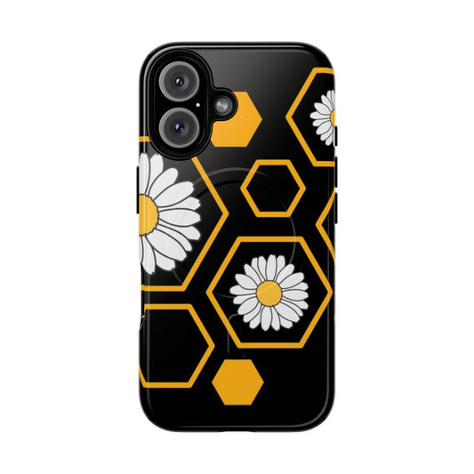 Colorful hexagon and daisy floral pattern phone case