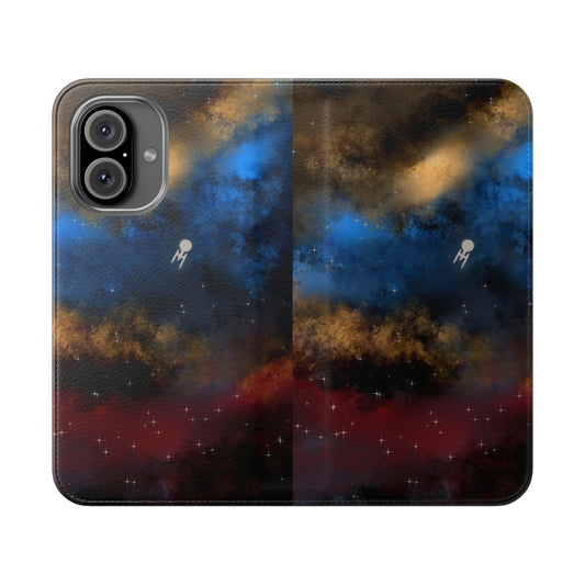 Star Trek-inspired digital painting phone case featuring the USS Enterprise and cosmic imagery