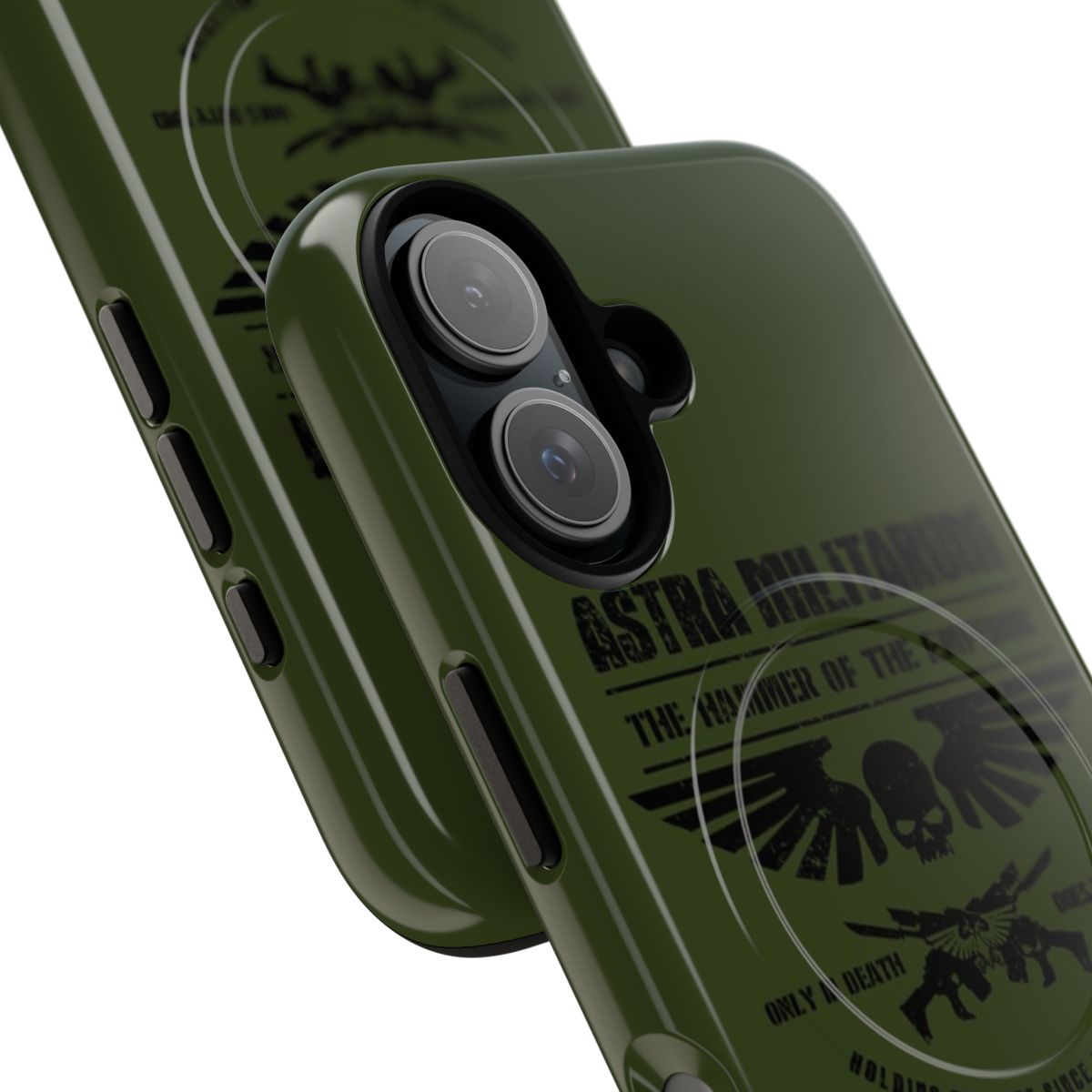 Warhammer Imperial Guard inspired black magnetic tough phone case - Detail