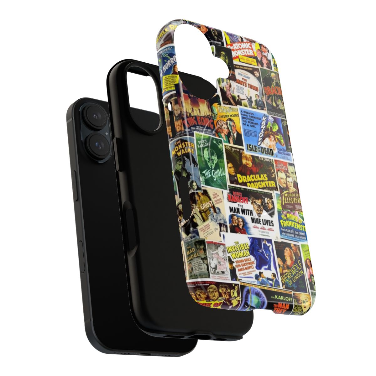 Vintage-style horror-themed phone case with a magnetic closure and tough, protective design. - Layers