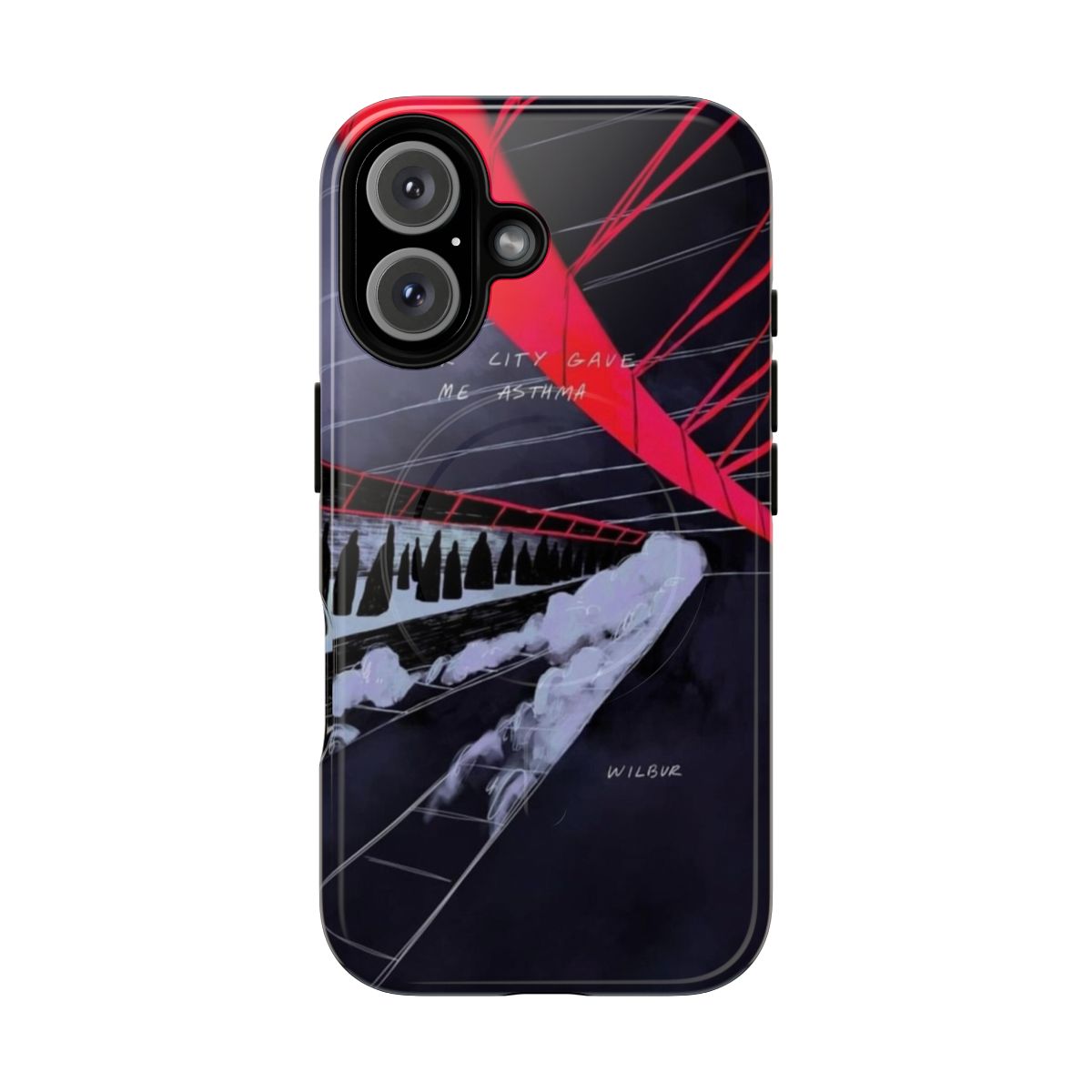 Magnetic phone case with YCGMA (Your City Gave Me Asthma) design