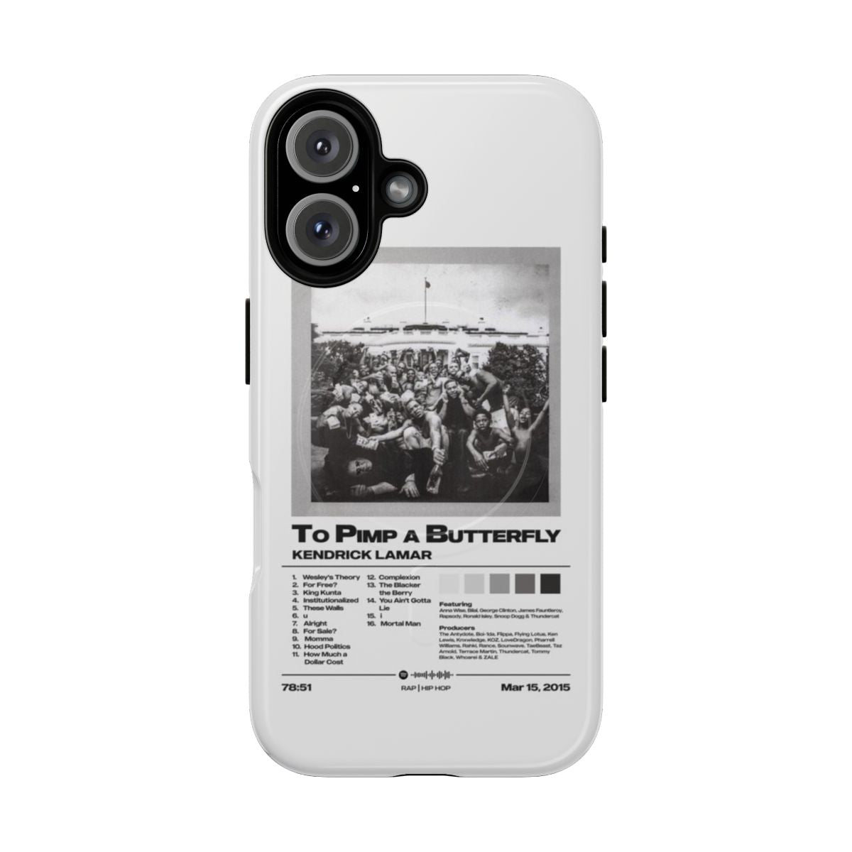 Kendrick Lamar "To Pimp a Butterfly" inspired phone case with modern graphic design