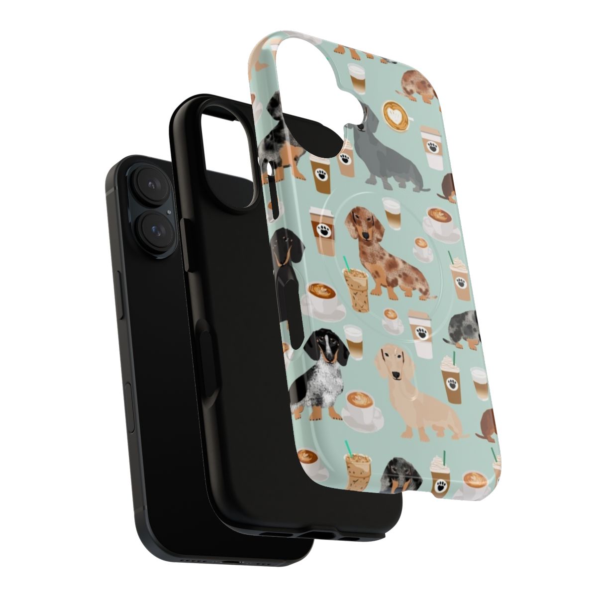 Dachshund dog breed coffee latte pattern phone case - Layers