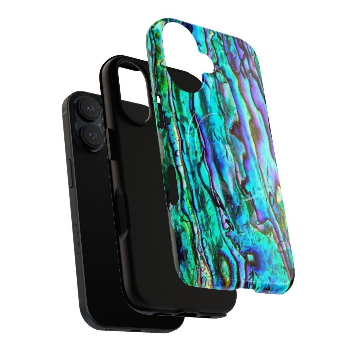 Abalone shell phone case with magnetic closure and tough protection - Layers