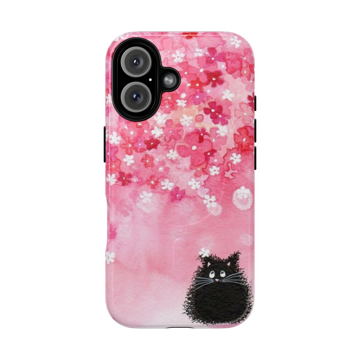 Artistic phone case with delicate falling petals and a serene, modern design