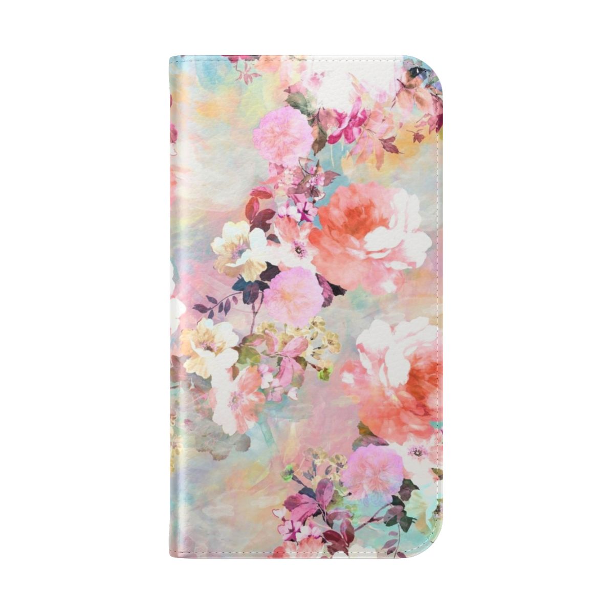 Romantic pink and teal watercolor floral pattern phone case - Folded Back