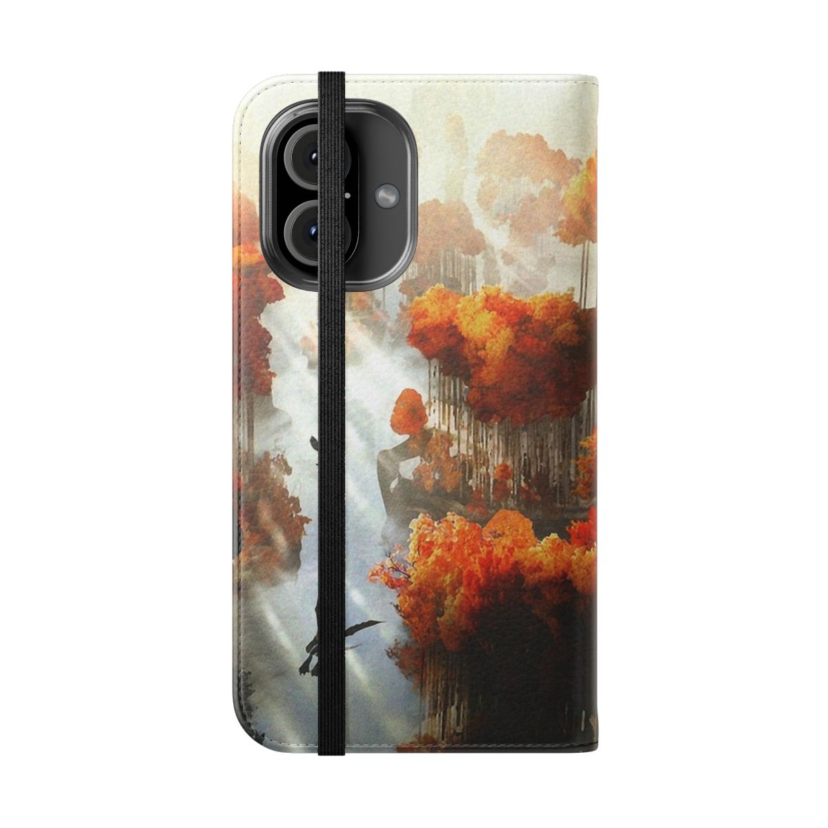 Autumn-themed flip cover phone case with dragon design - Folded Front