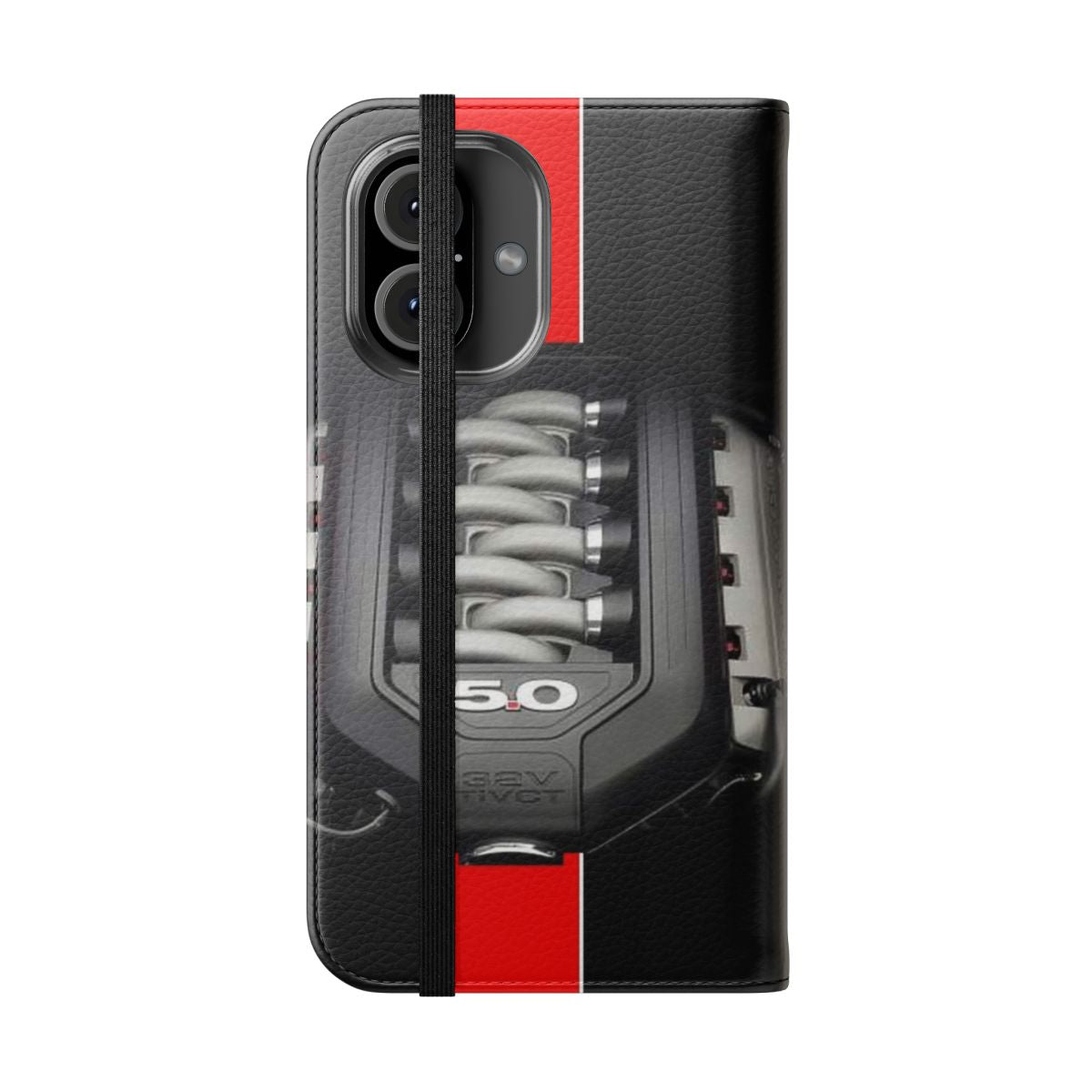 Mustang 5.0 GT themed flip cover phone case for iPhone and Samsung - Folded Front