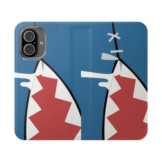 Anime-inspired Gawr Gura shark mouth flip cover phone case