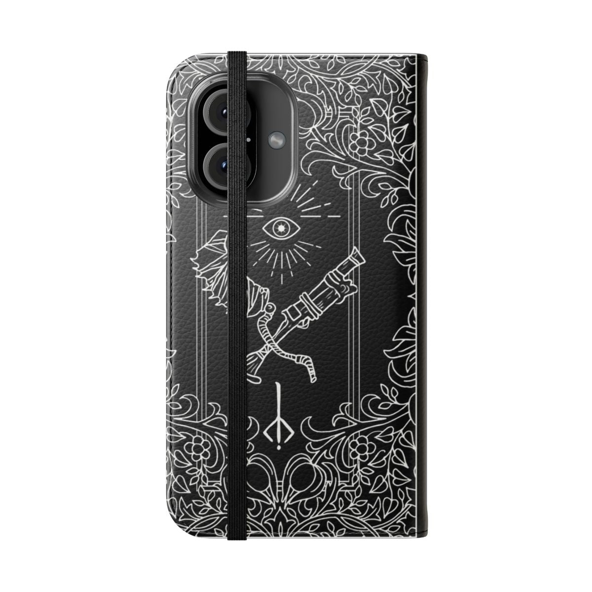 Bloodborne-Inspired Flip Phone Case with Trickweapon and Tarot Imagery - Folded Front