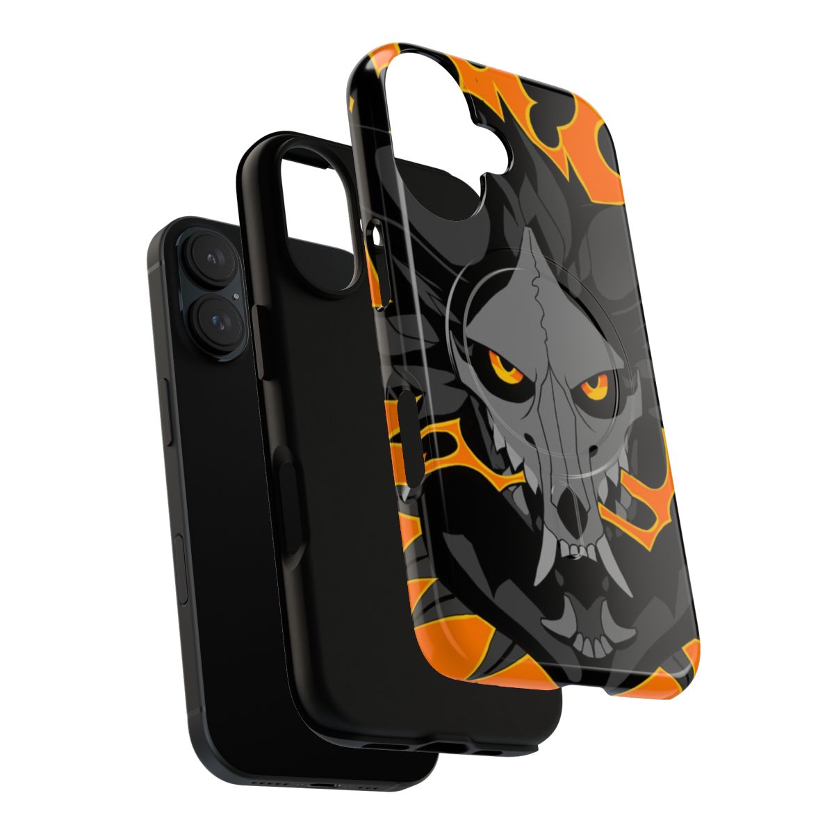 Edgy flame skull dog pattern on a durable magnetic phone case - Layers