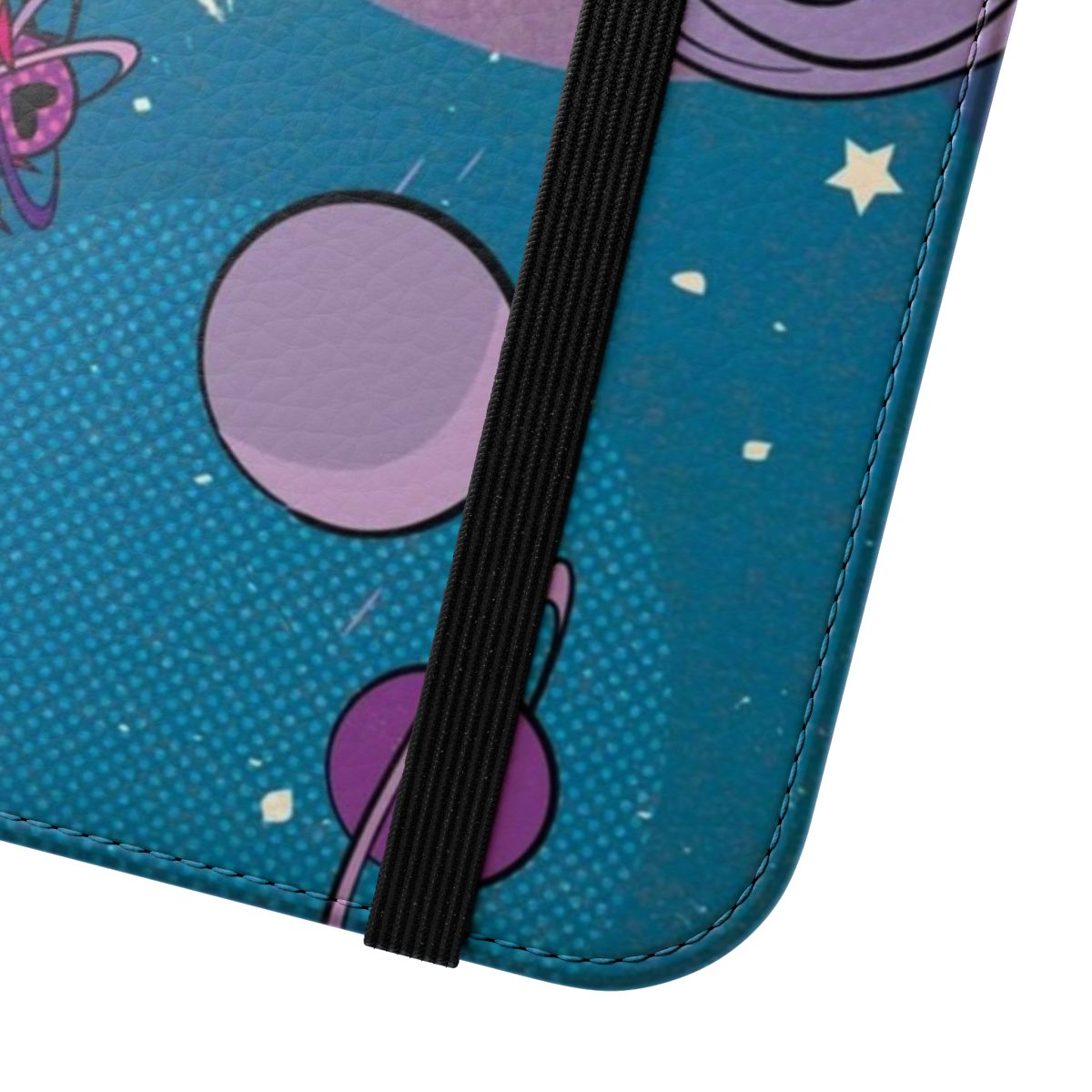 Stylish black girl galaxy-themed phone case with purple hair, moon, and astronaut design - Close Up