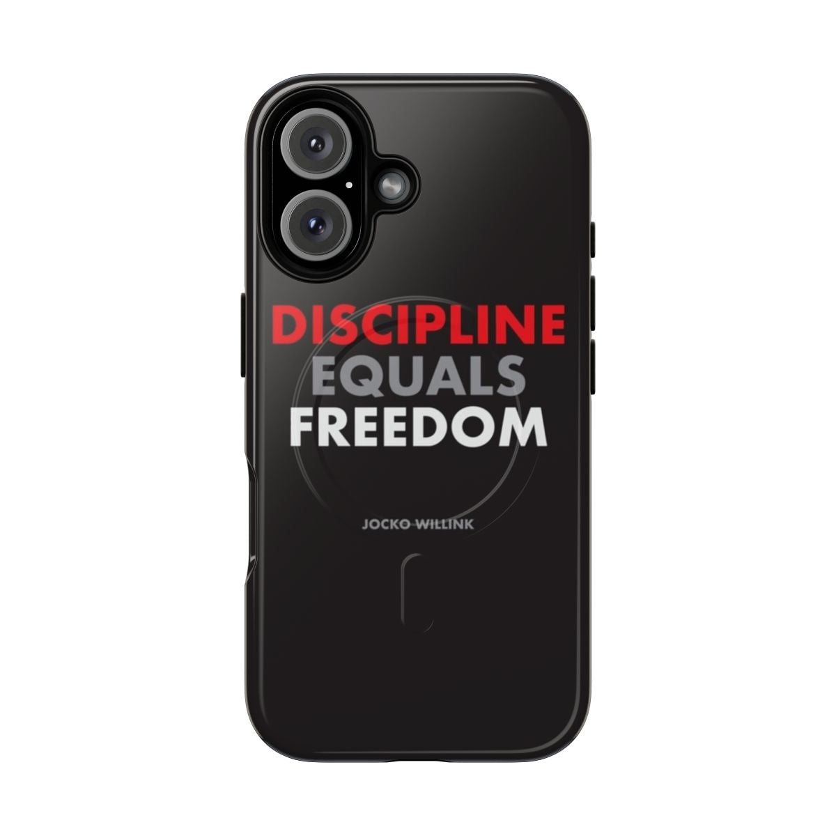 Tough phone case featuring the inspirational quote "Discipline Equals Freedom" by Jocko Willink