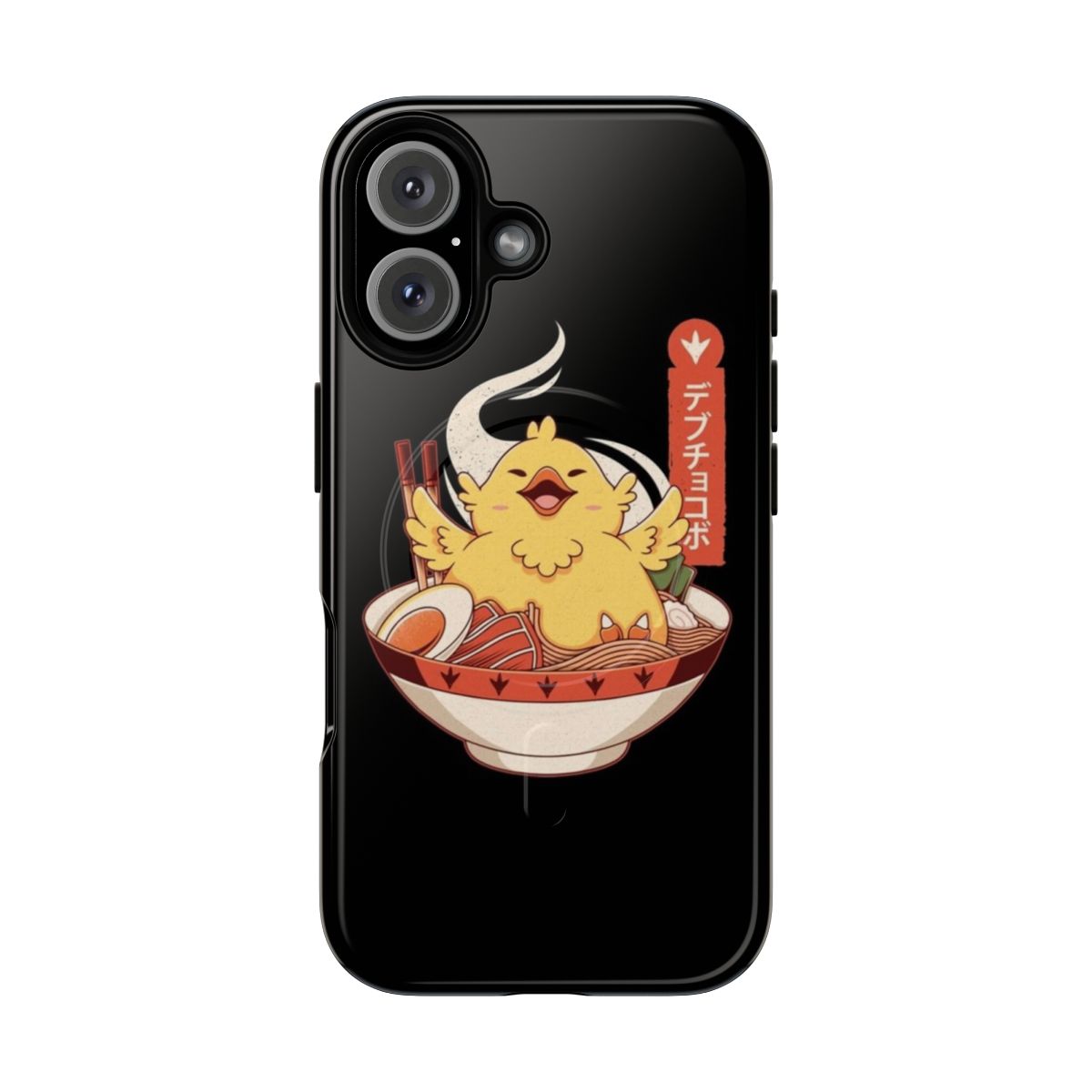 Magnetic tough phone case with a Fat Chocobo ramen design, inspired by the Final Fantasy VII video game.