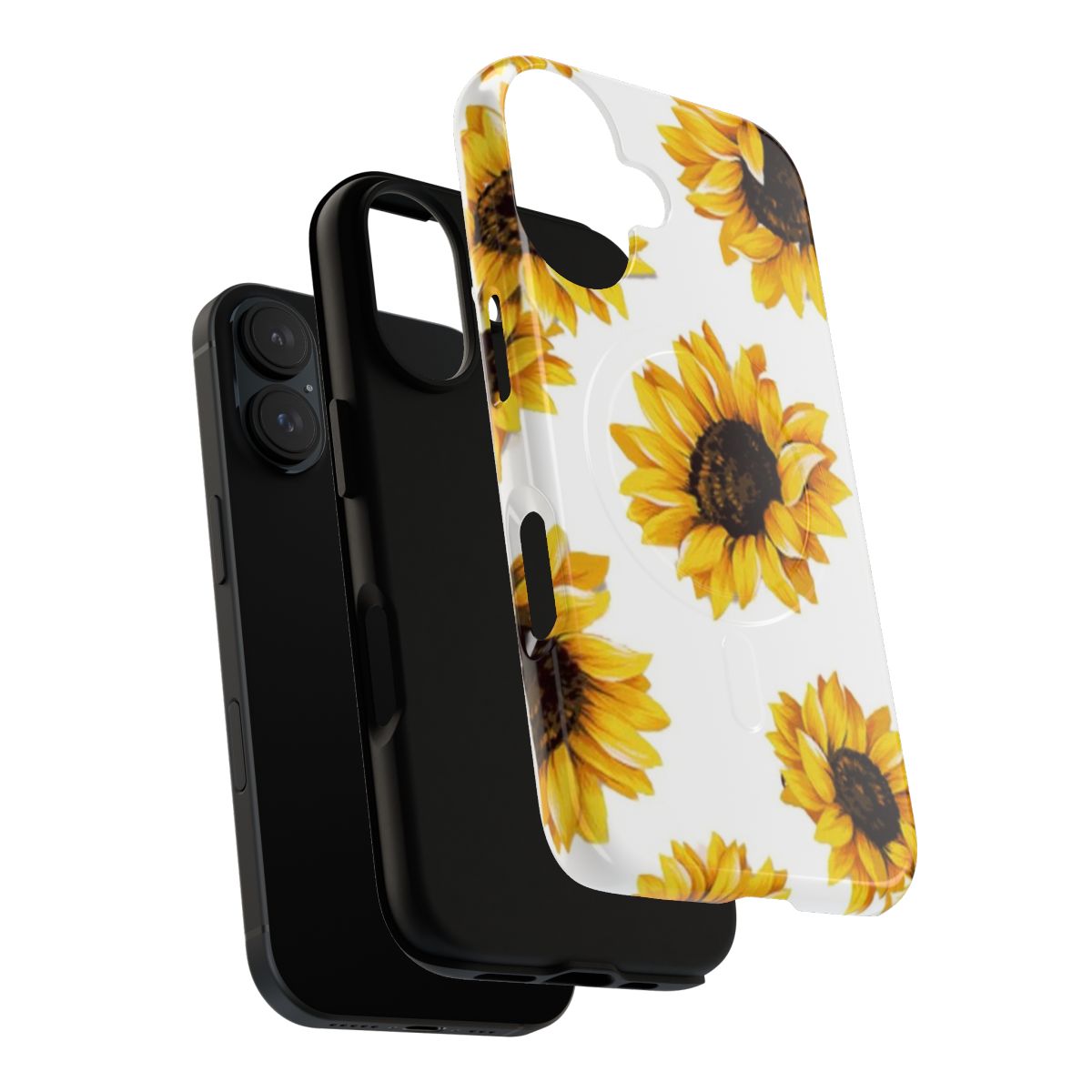 Magnetic phone case with a vibrant sunflower design - Layers