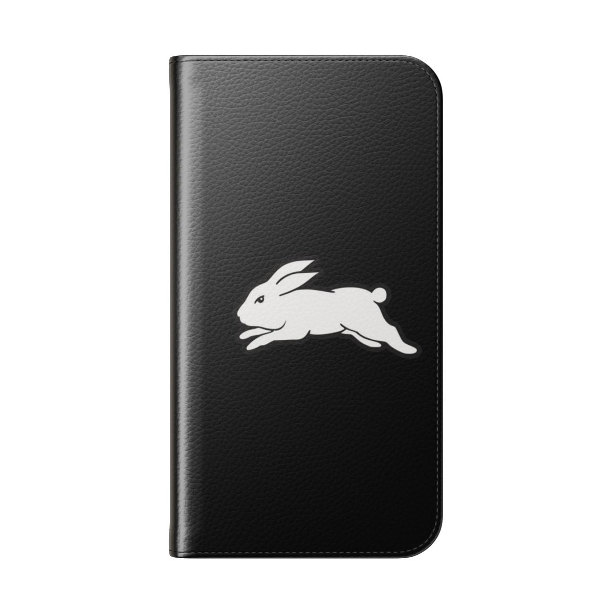 A rugby-themed phone case featuring the South Sydney Rabbitohs logo and rabbit design. - Folded Back