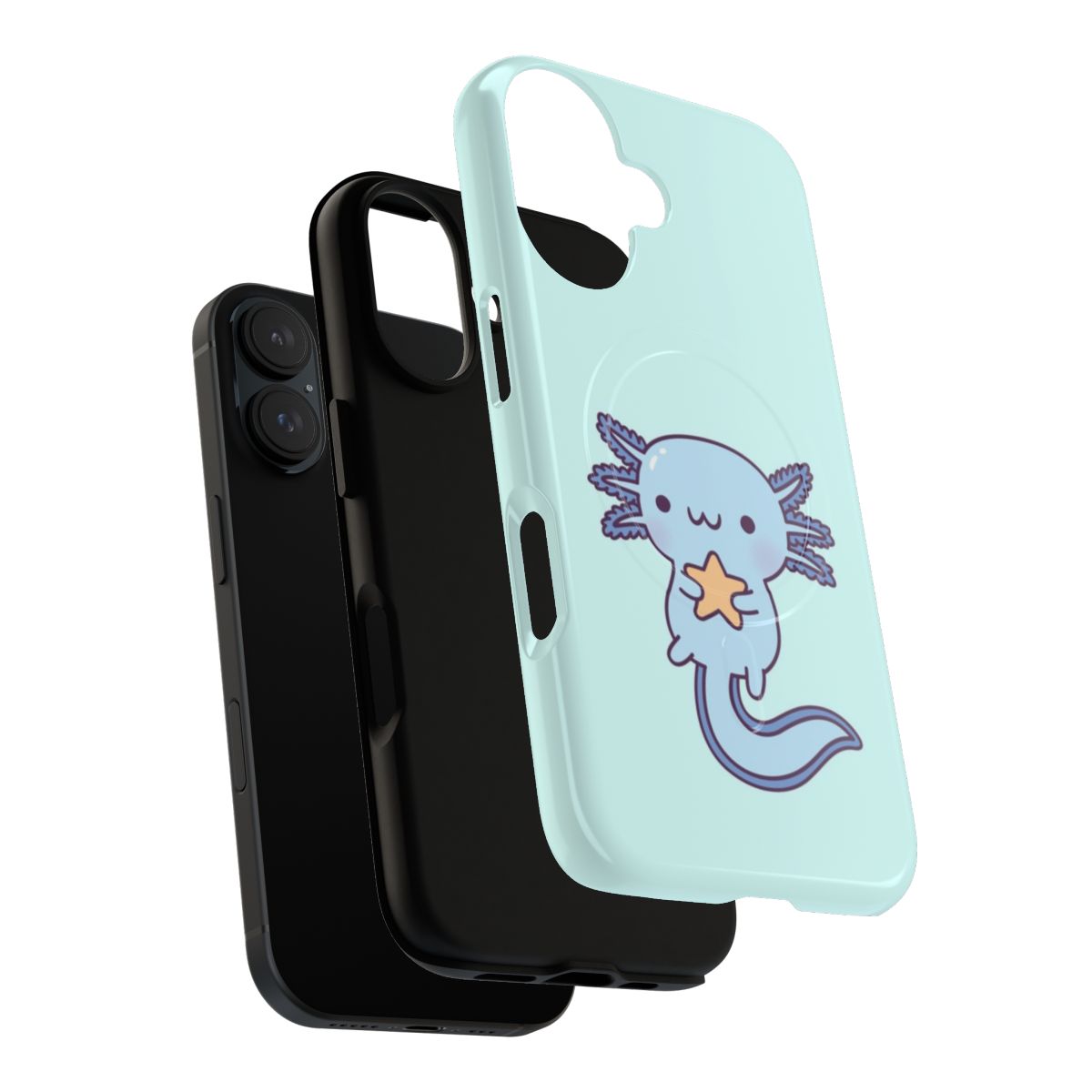 Adorable blue axolotl holding a star on a magnetic tough phone case - Layers