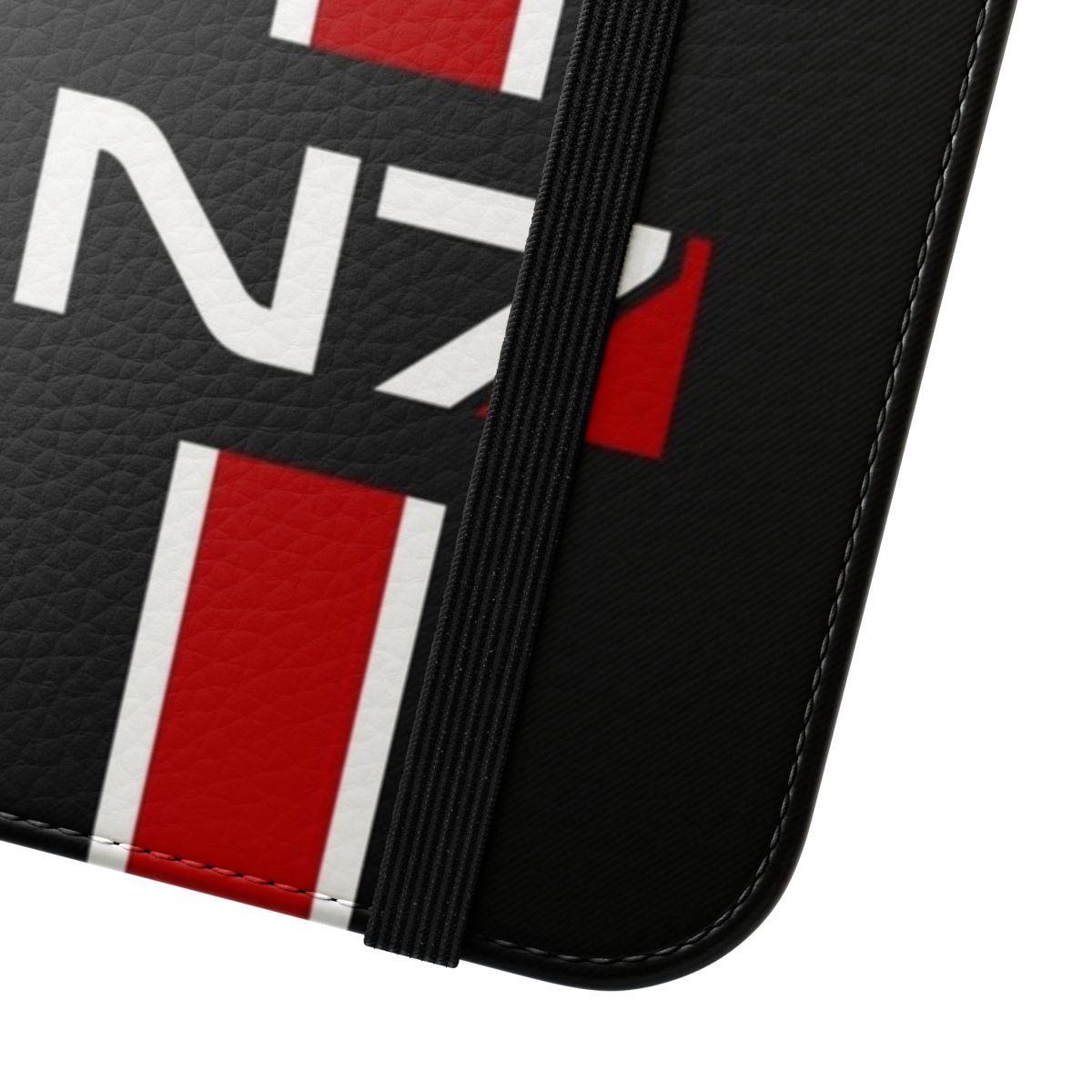 Mass Effect-inspired N7 emblem flip cover phone case - Close Up