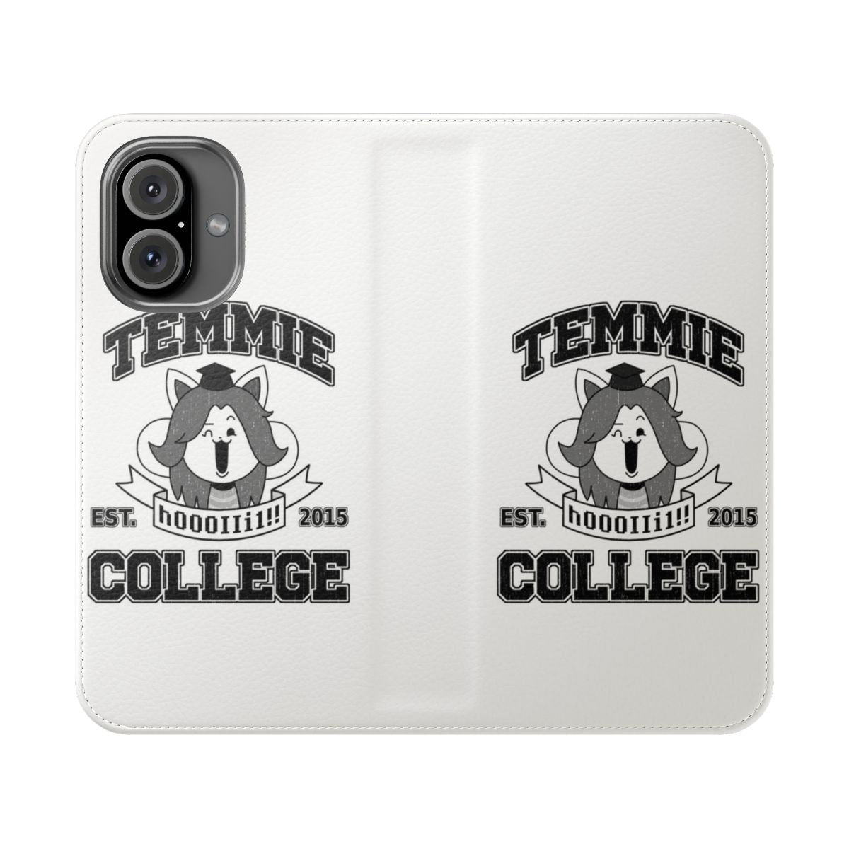 Temmie-Inspired College Flip Phone Case Featuring Beloved Undertale Character