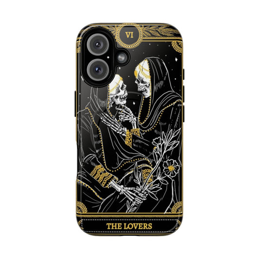 Tarot inspired magnetic tough phone case featuring the Lovers tarot card design