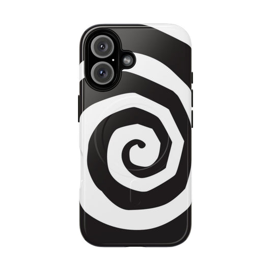 Whirling penguin design on a magnetic protective phone case