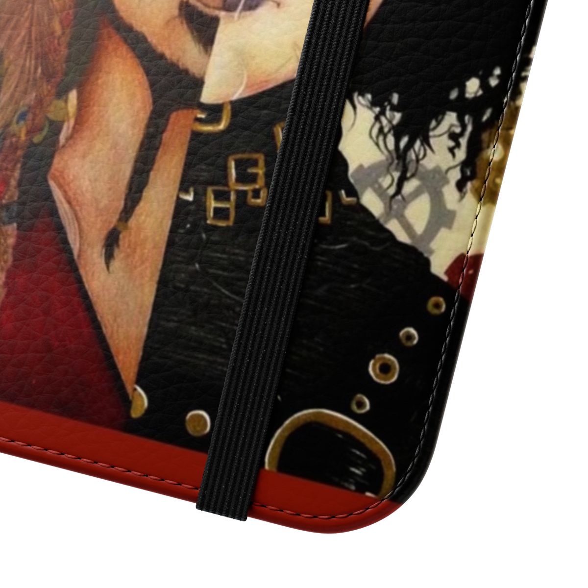 Colorful collage of Johnny Depp's iconic movie characters on a flip phone case - Close Up