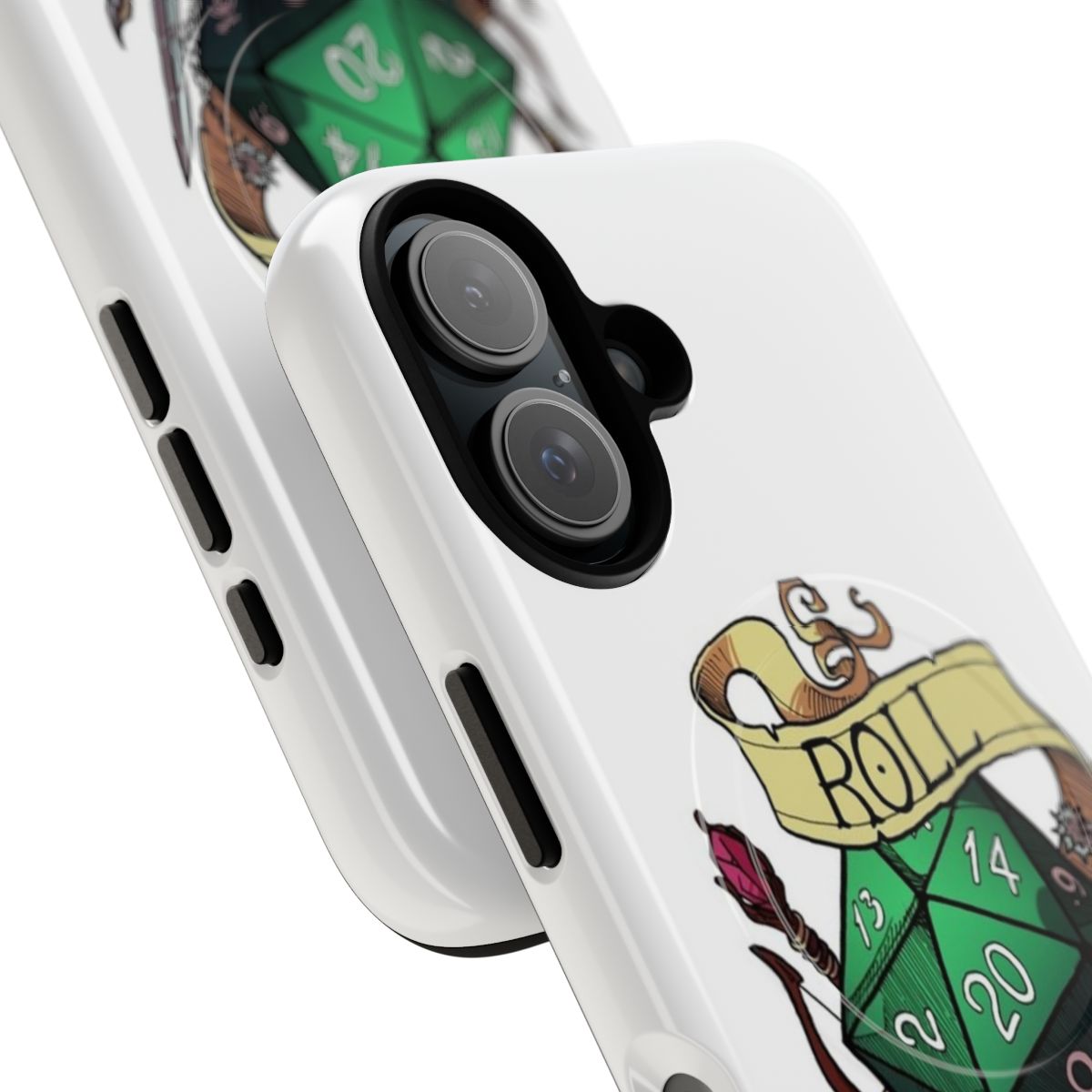 Magnetic tough phone case featuring a 20-sided die design, ideal for gamers and Dungeons & Dragons fans. - Detail