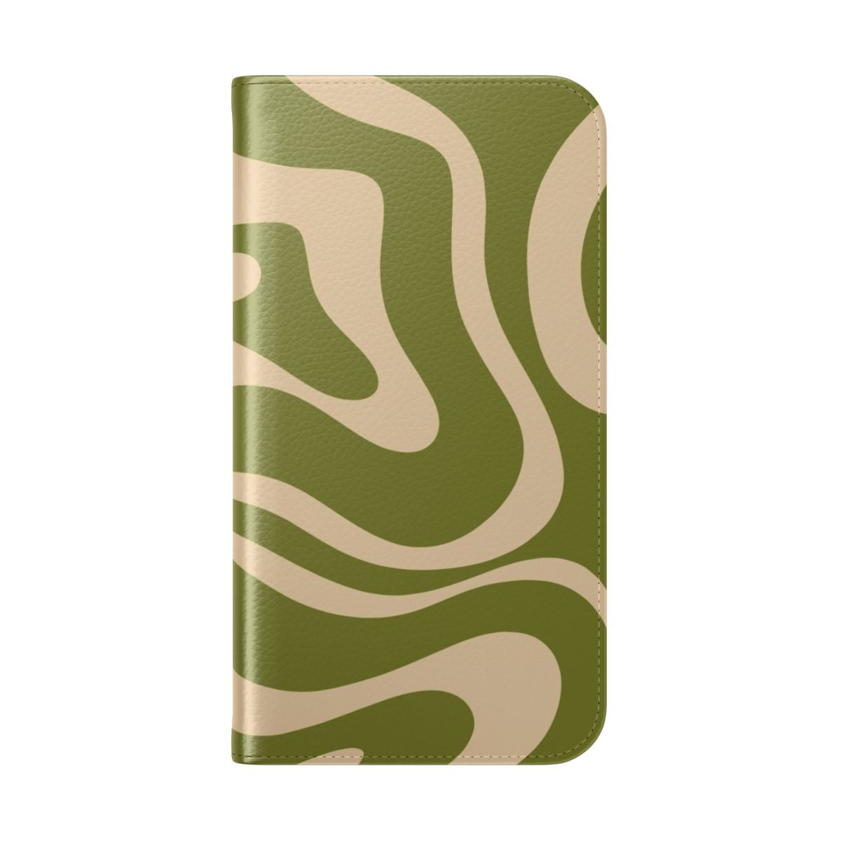 Mid-mod olive green and beige abstract pattern flip phone case - Folded Back