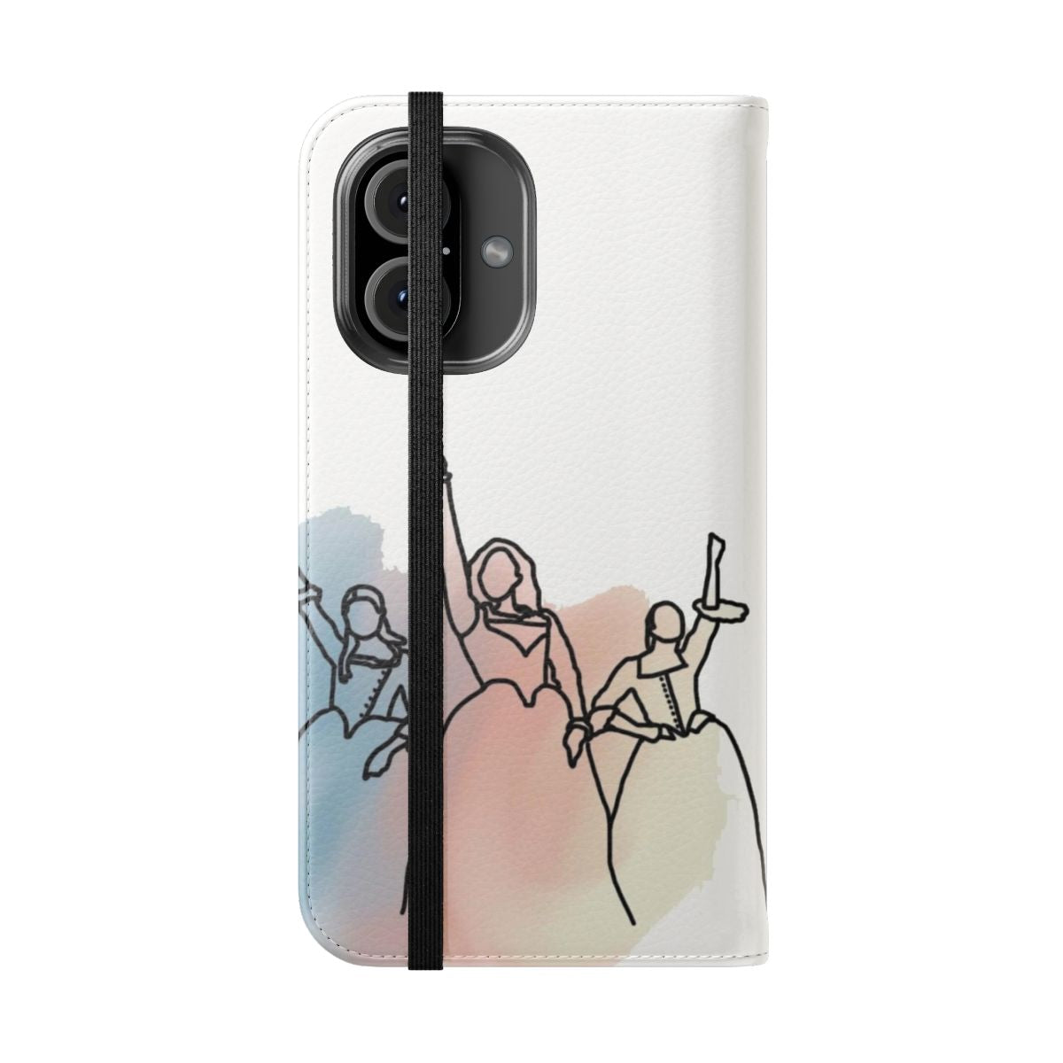 Flip cover phone case featuring the Schuyler Sisters design from the hit Broadway musical Hamilton - Folded Front