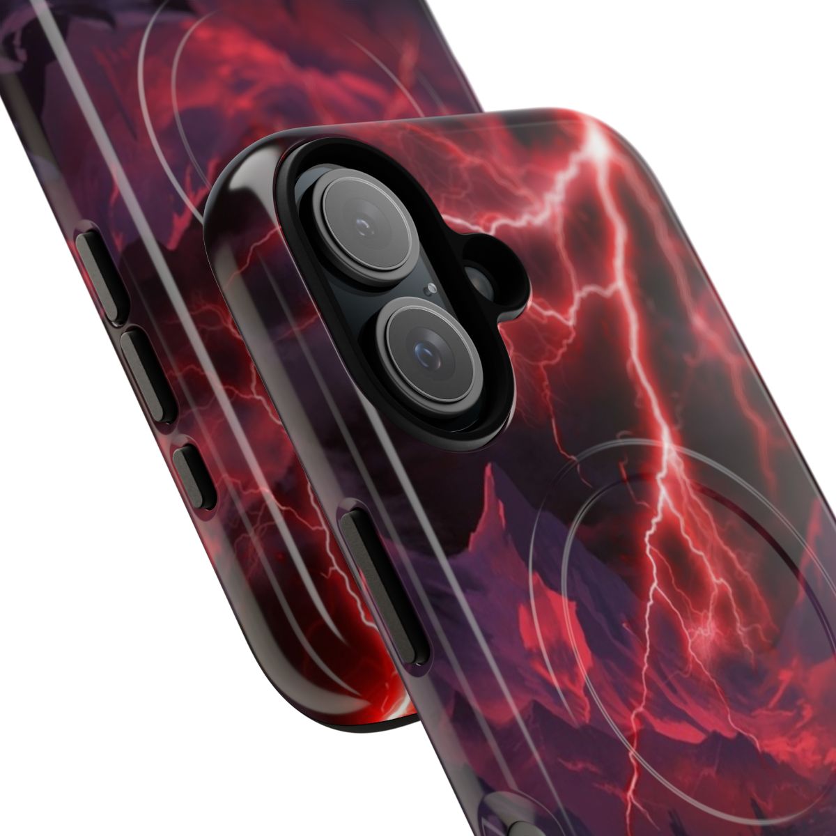 Vibrant fantasy-inspired lightning bolt phone case with magnetic closure - Detail