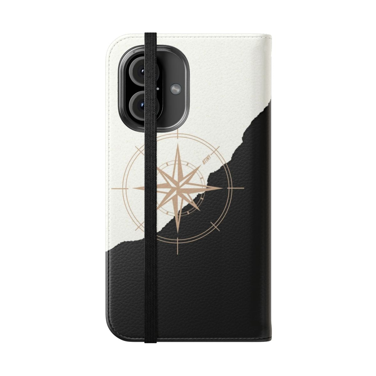 Flip cover phone case with compass design for ATEEZ fans - Folded Front